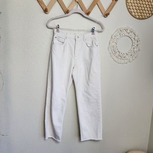 Reformation High-Rise Straight Cropped Jeans In Ivory Womens Size 25 EUC